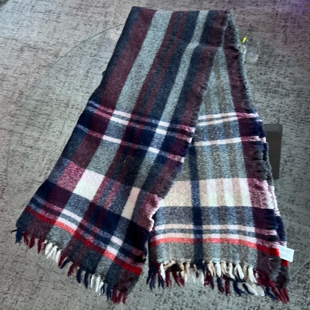 Aritzia Wilfred Multicolor Plaid Wool Blanket Stripe Check Scarf OS